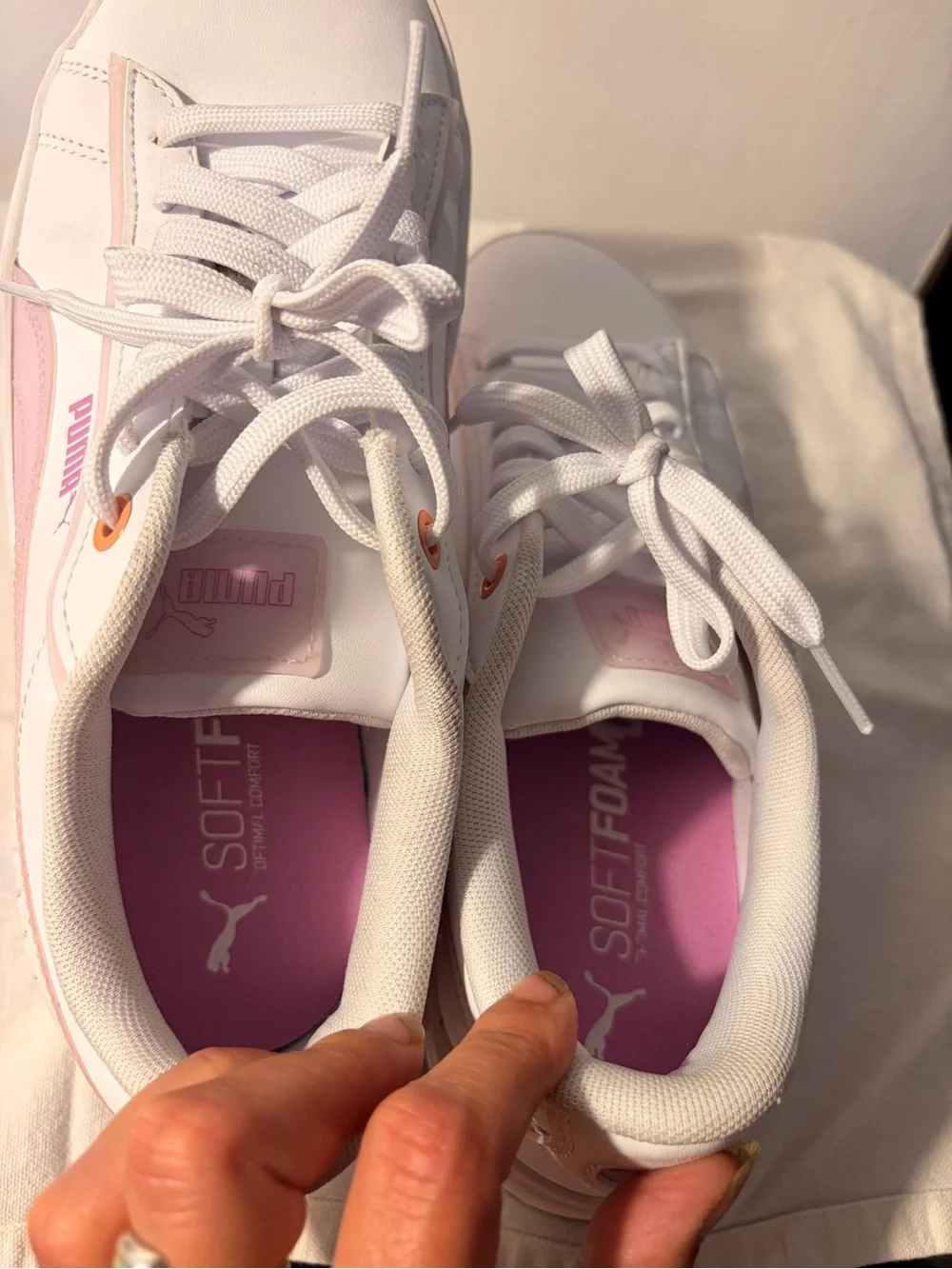 Puma White Sneakers with Light Pink Accents